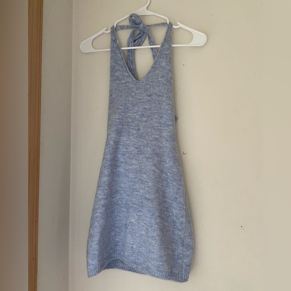 Blue knit halter dress from Princess Polly